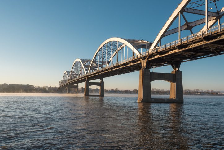 Centennial Bridge Crosses the Mississippi River
